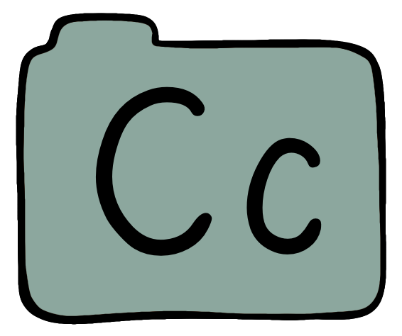 light green file folder with capital and lowercase C on it.